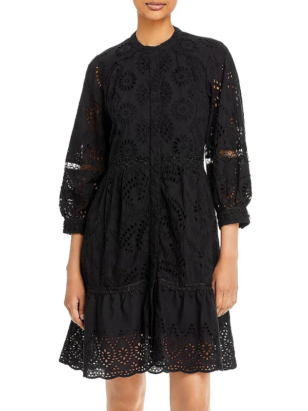 Hailey Womens Cotton Eyelet Shirtdress Hot Trends