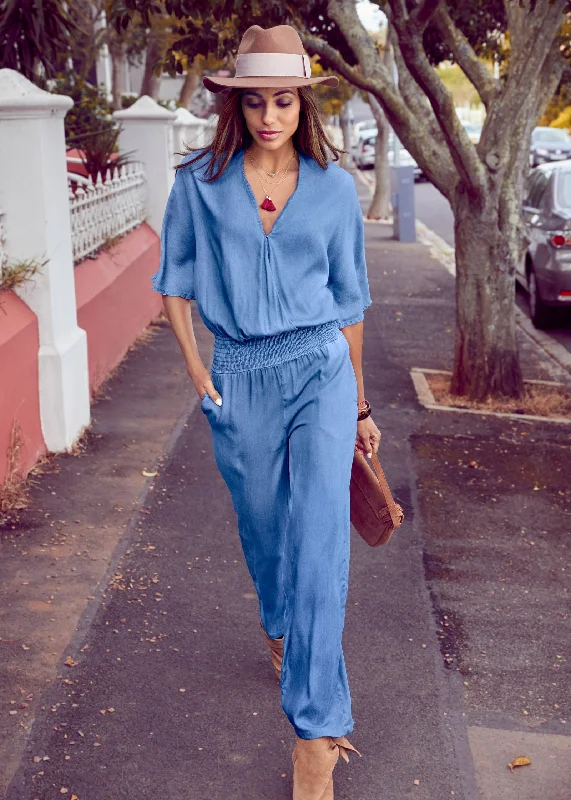 Chambray Jumpsuit - Light Wash Mid - Week Surprise