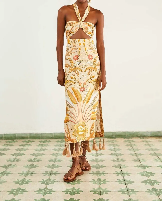 Jungle Chic Sand Midi Dress Style Upgrade