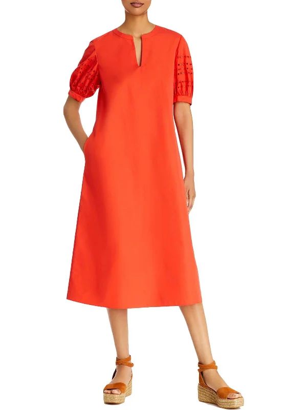 Miriam Womens Puff Sleeve Below Knee Shift Dress Unbeatable Prices