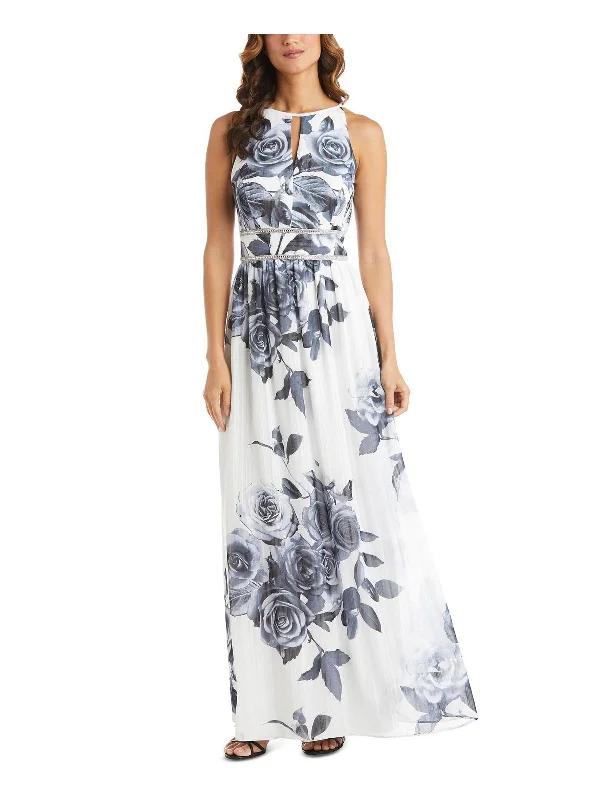 Petites Womens Floral Maxi Evening Dress Trendsetting Threads