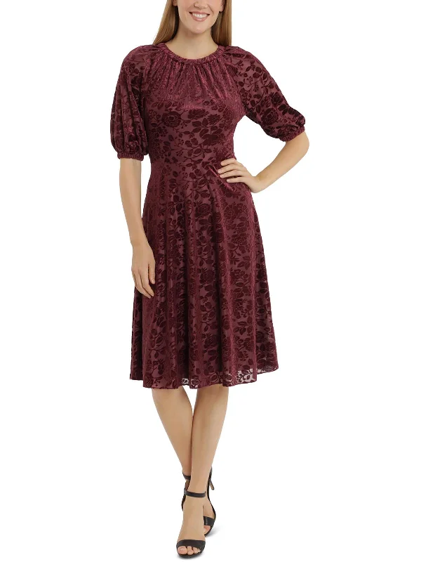 Petites   Womens Velvet Calf Midi Dress Flash Sale Starts