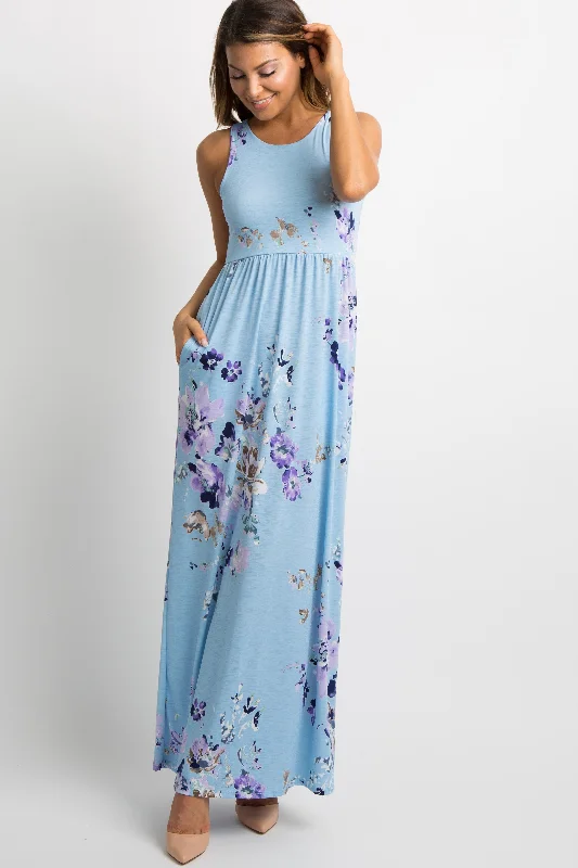 PinkBlush Aqua Floral Sleeveless Maxi Dress Fashion For Every Occasion