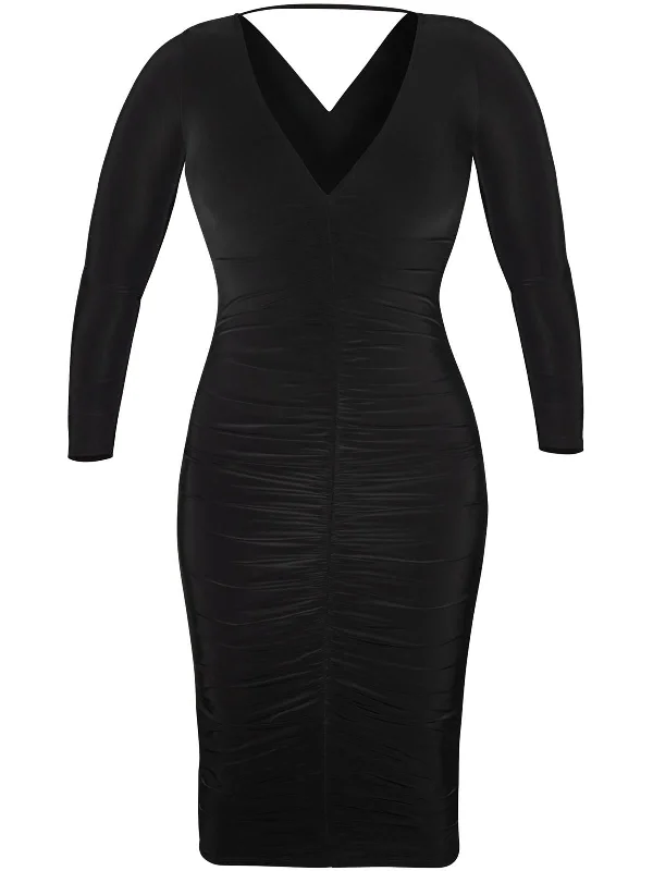 Plus Womens Ruched Jersey Sheath Dress Casual Chic