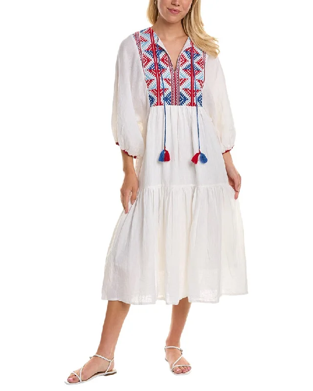 Ro's Garden Embroidered Linen Dress Day-To-Night Styles