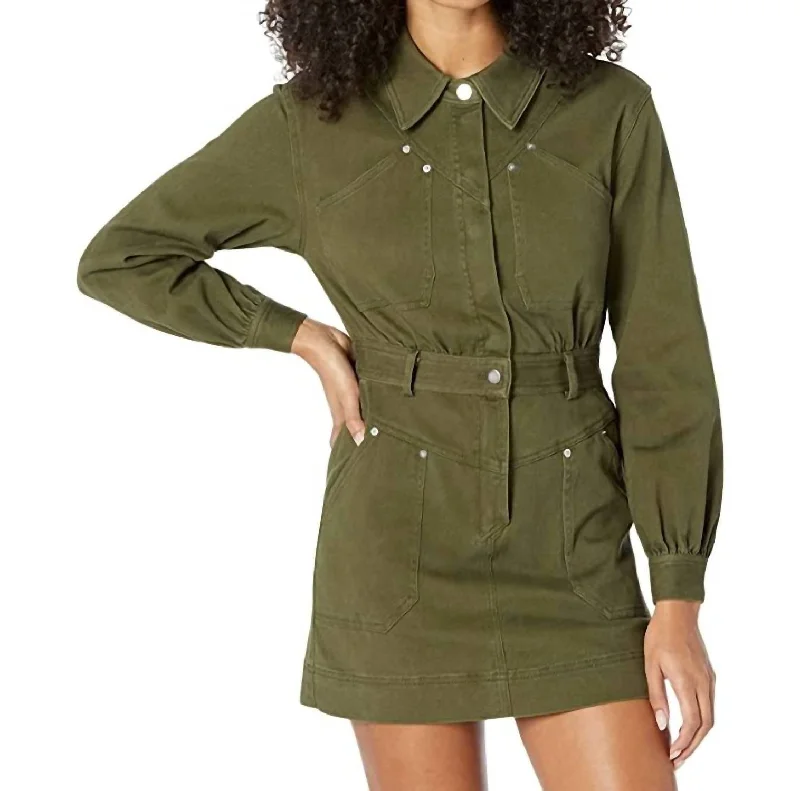 Ryleigh Denim Dress In Olive Fashion Sale