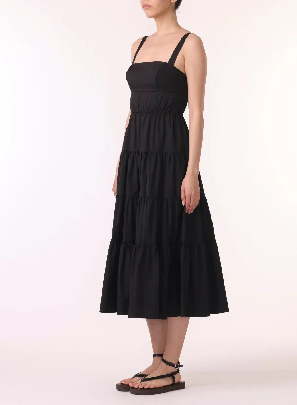 S/l Long Tiered Dress W Ruffle Detail Premium Fashion