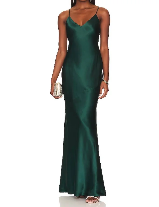 Serita Maxi Bias Dress In Botanical Green Latest Fashion