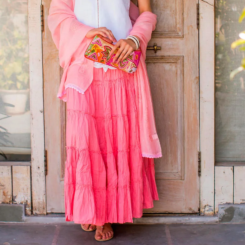 Strawberry Frills Pink Cotton Skirt Chic Style