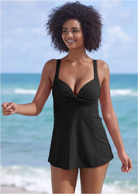 Fit And Flare Swim Dress - Black Beauty Stylish Statements