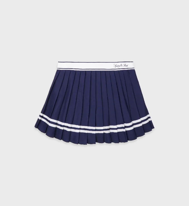 Vendome Script Pleated Skirt - Navy/White Classic Charm