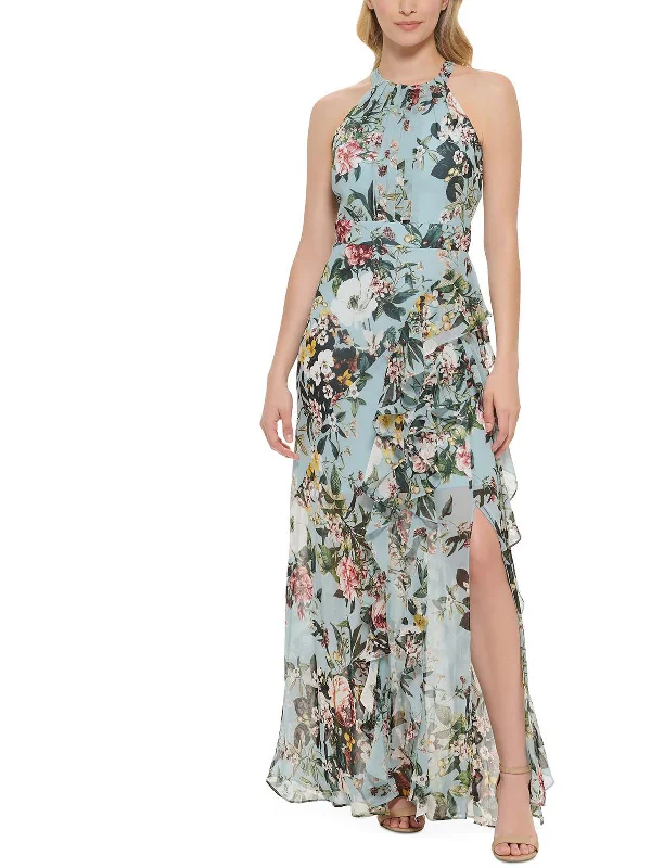 Womens Floral Halter Maxi Dress Casual Yet Stylish Separates