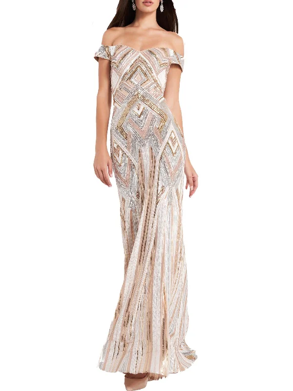 Womens Sequined Maxi Evening Dress Gorgeous Glamour Collection