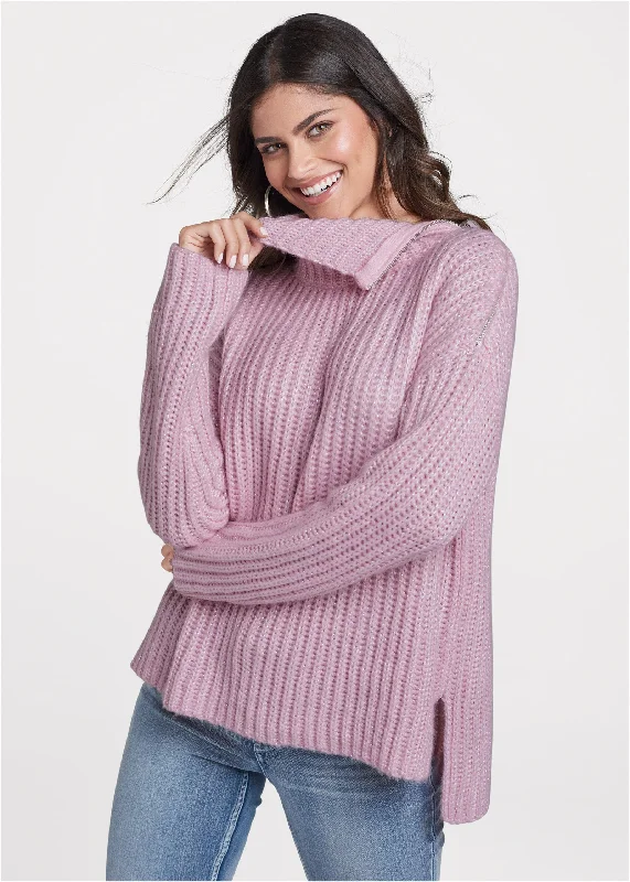 Zipper Detail Sweater - Pink Seasonal Sale