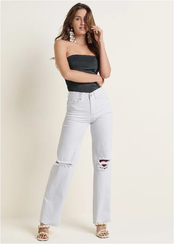 Laura Crop Wide Leg Jean - White Denim Embrace New Fashion