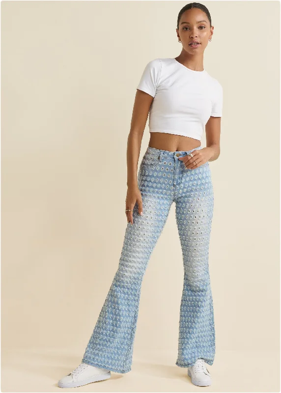 Laser Flare Leg Jeans - Light Wash Signature Style Essentials