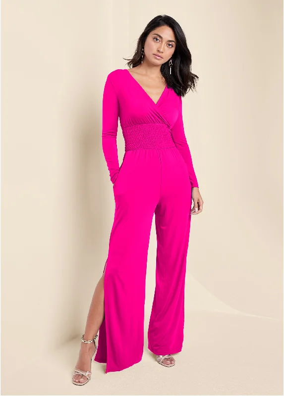 Smocked Waist Jumpsuit - Pink Trend Alert