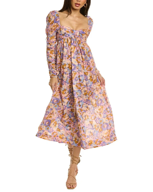 Zimmermann Violet Twist Front Midi Dress Unbeatable Prices